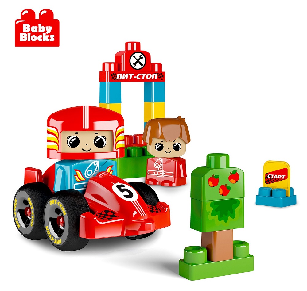 картинка Конструктор пластиковый Пит-стоп 30 деталей Baby Blocks, 03909, Десятое Королевство  от магазина ДетсадЯр