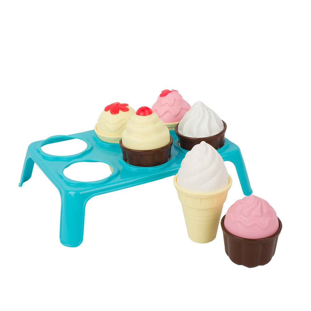картинка Игровой набор Лакомка, 7 предметов (мороженое 3 шт., кекс 3 шт., подставка), Совтехстром, У577 от магазина ДетсадЯр