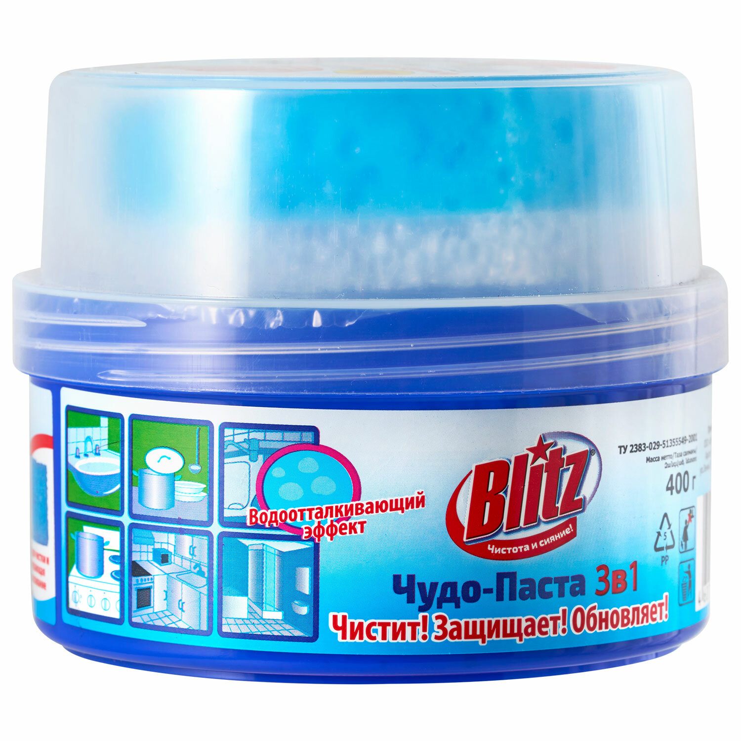 картинка Паста чистящая универсальная с губкой 400 г, BLITZ, 2100003 от магазина ДетсадЯр