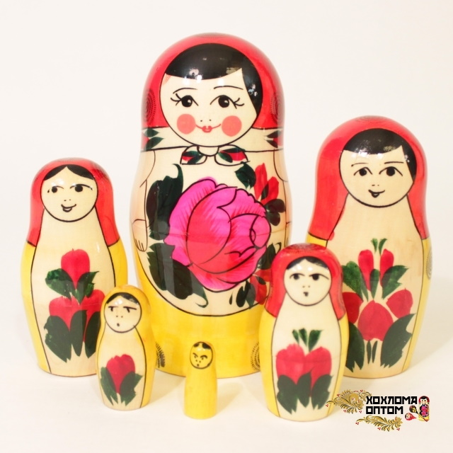 картинка Матрешка традиционная 6 кукольная (13,5 см.), Хохлома Семенов  от магазина ДетсадЯр