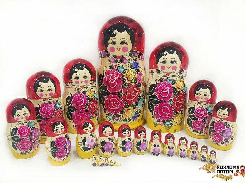 картинка Матрешка традиционная 25 кукольная (41 см.), Хохлома Семенов  от магазина ДетсадЯр