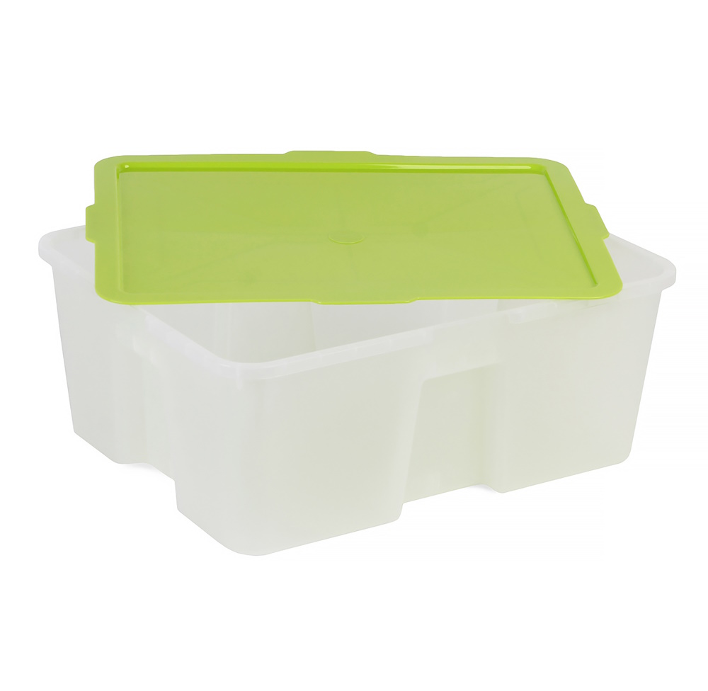 картинка Контейнер №2, средний, полупрозрачный, с зеленой крышкой, Размер: 440*350*180 мм., система хранения Игротека от магазина ДетсадЯр