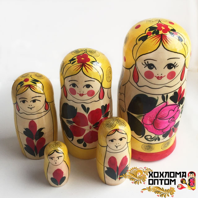 картинка Матрешка традиционная Сударушка 5 кукольная (16 см.), Хохлома Семенов  от магазина ДетсадЯр