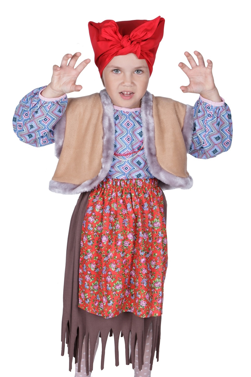 картинка Детский костюм Баба Яга (юбка, рубашка, жилет, платок на голову), МВ от магазина ДетсадЯр
