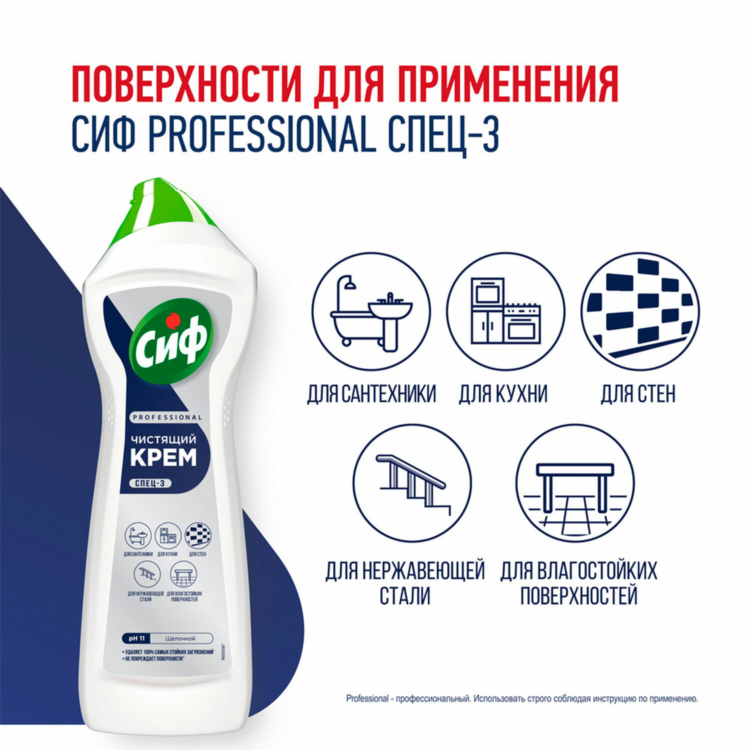 картинка Чистящее средство крем 750 мл, СИФ PROFESSIONAL "Active Fresh" от магазина ДетсадЯр