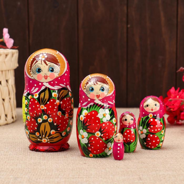 картинка Матрёшка 5-ти кукольная "Катя" ягоды , 12-13 см, ручная роспись. от магазина ДетсадЯр
