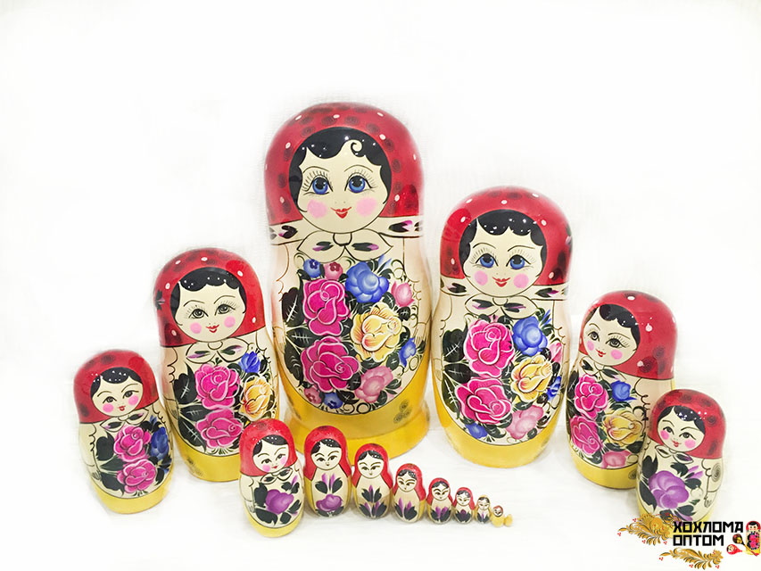картинка Матрешка традиционная 15 кукольная (31 см.), Хохлома Семенов  от магазина ДетсадЯр