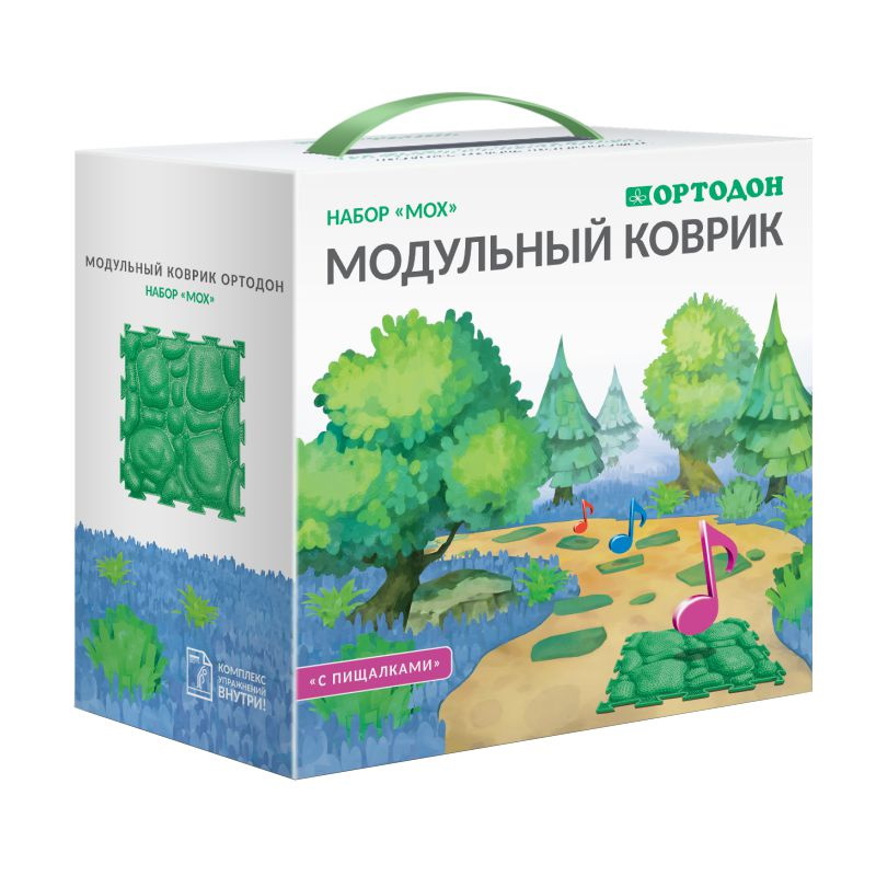 Модульный коврик Ортодон "Мох" с пищалками, набор 6 пазлов 