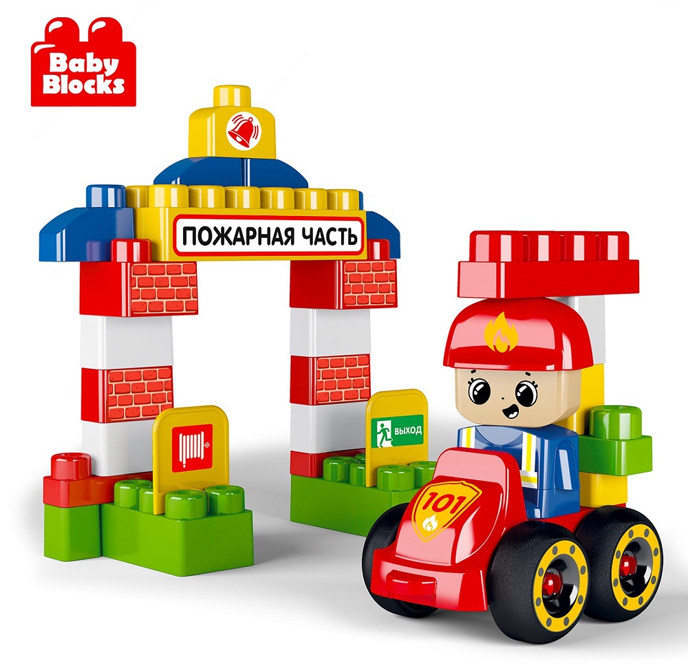 картинка Конструктор пластиковый Пожарная часть 35 деталей Baby Blocks, 03907, Десятое Королевство  от магазина ДетсадЯр