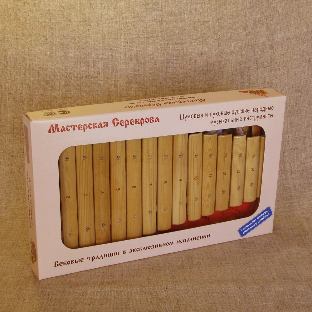 картинка Ксилофон диатонический Ля мажор (15 пластин, на низком резонаторе, ель), Мастерская сереброва, к1-кс-04 от компании Партнер