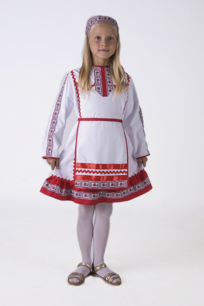 картинка Марийский национальный костюм (девочка) (платье + фартук + головной убор), МВ от магазина ДетсадЯр