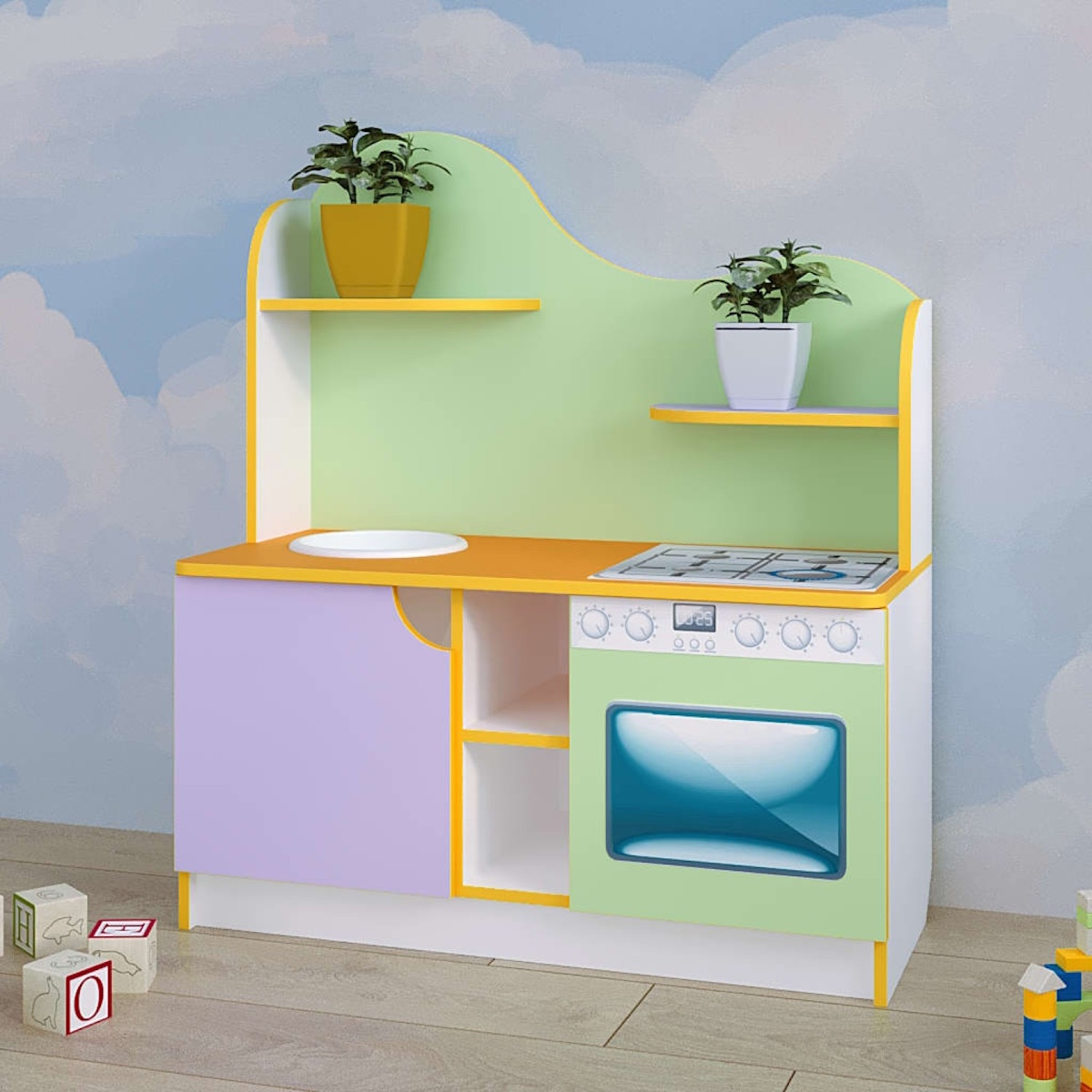 картинка Игровая кухня Хозяюшка 950*430*1100 мм. от магазина ДетсадЯр
