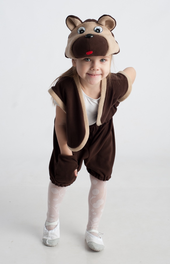 картинка Костюм детский Медведь (шапочка + жилет + лапки + штанишки с хвостиком) от магазина ДетсадЯр