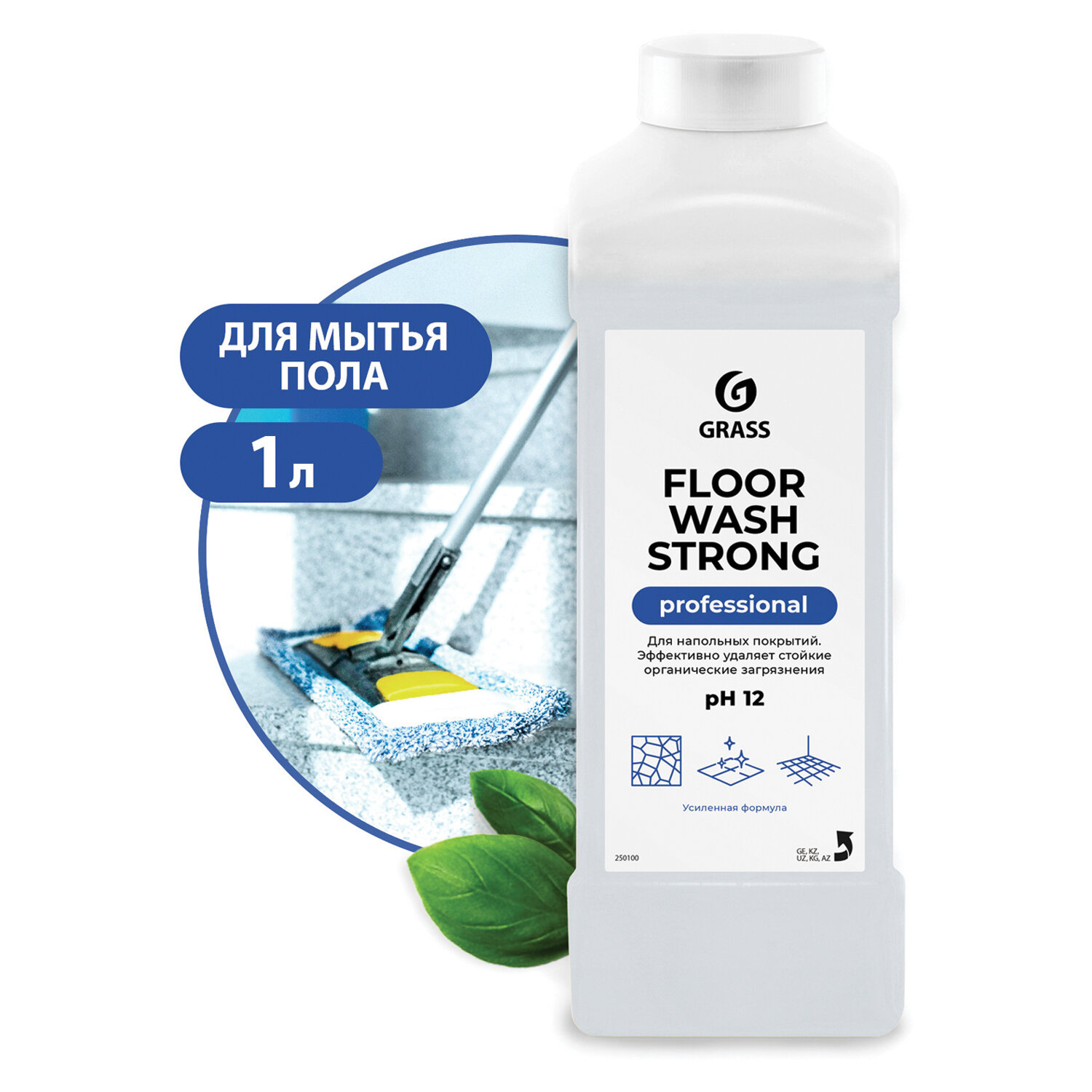 картинка Средство концентрат для машинной и ручной мойки полов 1 л, GRASS FLOOR WASH STRONG, щелочное, 250100 от магазина ДетсадЯр