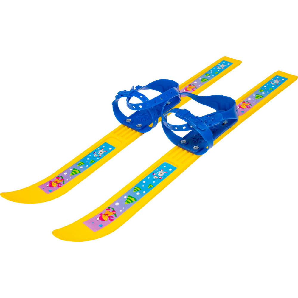 Лыжи пластиковые Мишки, длина лыж 65 см., с палками 75 см., Олимпик Спорт 