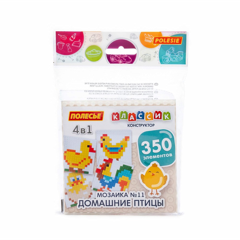 картинка Конструктор "Классик" "Мозаика №11 (домашние птицы)" (350 элементов) (в пакете), 73232, Полесье от магазина ДетсадЯр