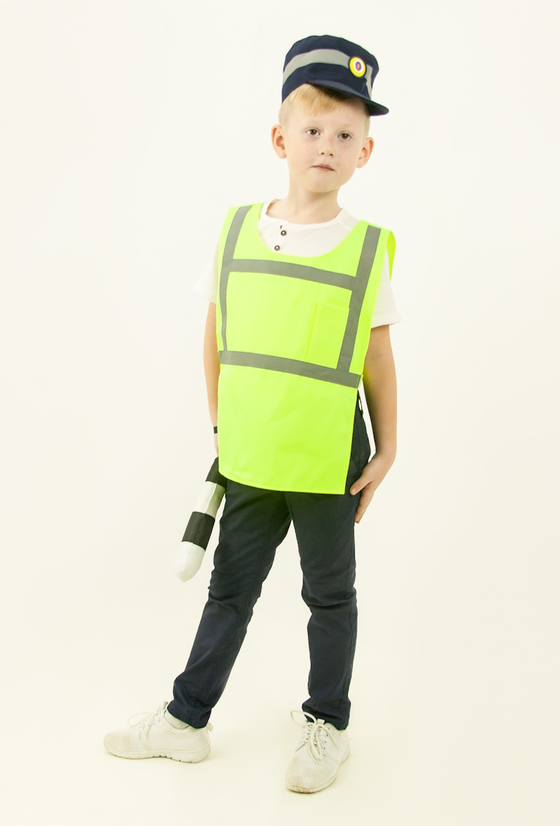 картинка Костюм детский профессия: Инспектор ДПС (жилет + кепи + полосатый жезл), МВ от магазина ДетсадЯр