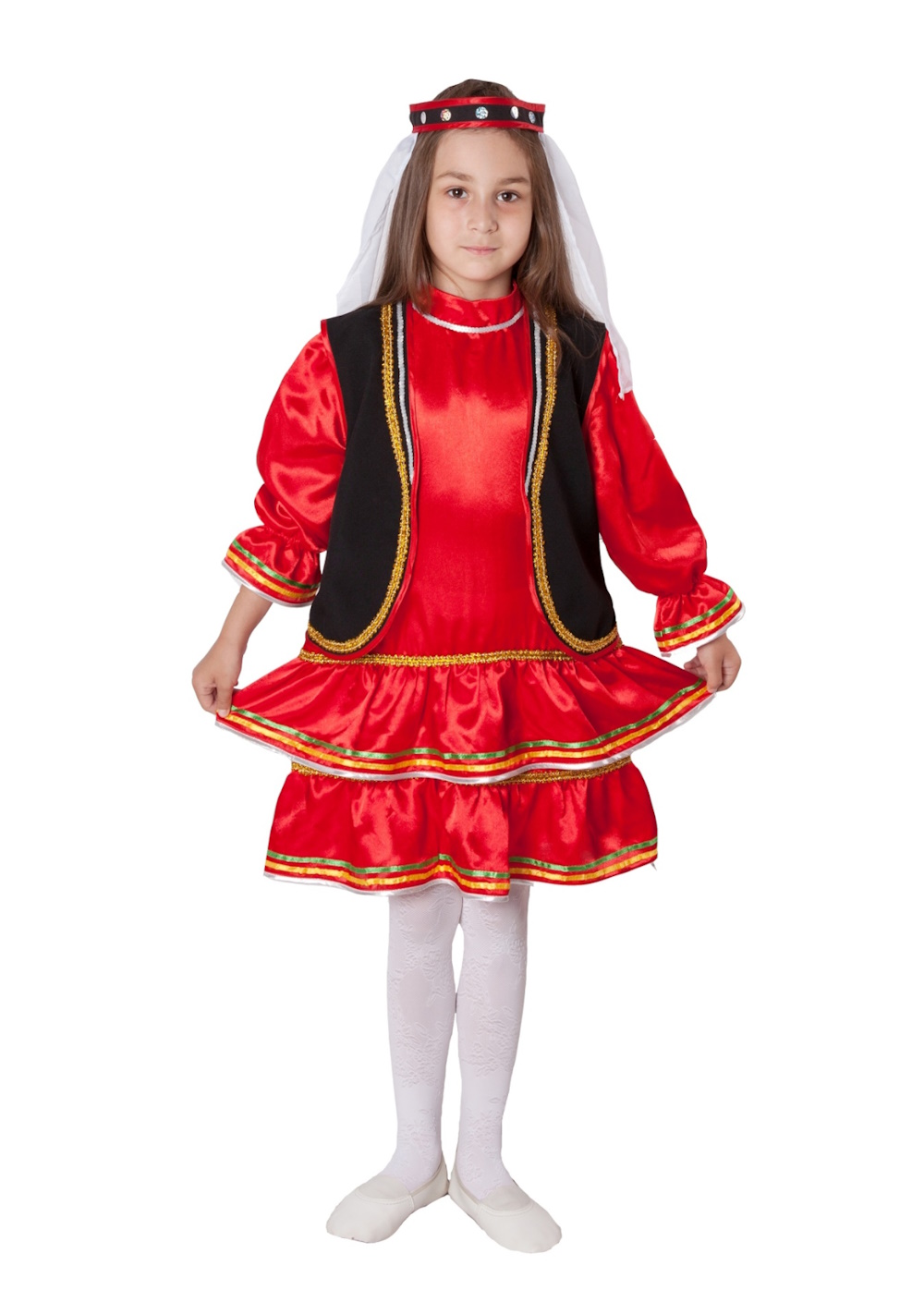 картинка Детский народный Башкирский костюм (девочка) (платье, жилет, головной убор с вуалью), МВ от магазина ДетсадЯр