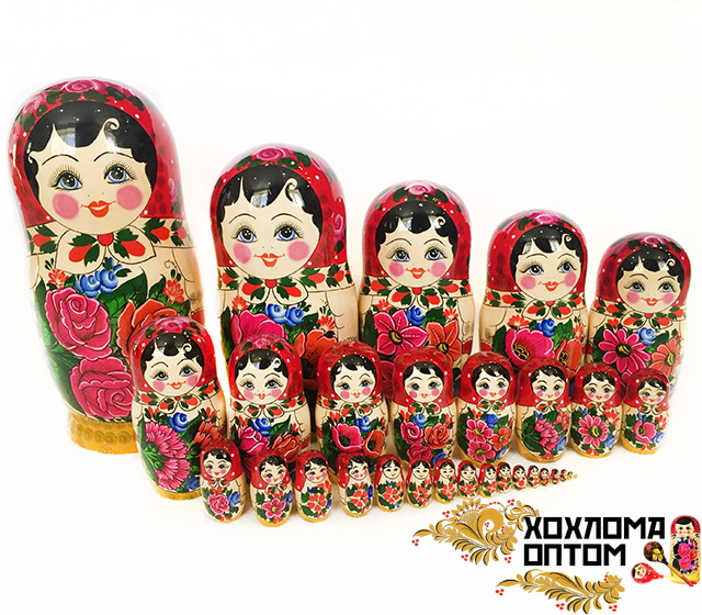 картинка Матрешка традиционная 30 кукольная (45 см.), Хохлома Семенов  от магазина ДетсадЯр