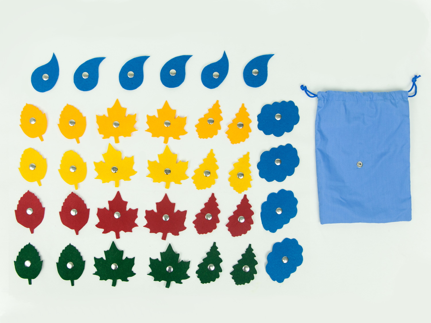 картинка Аксессуары для сенсорного жилета с 32 кнопками: листья, тучки и капельки (36 фигур), МВ от магазина ДетсадЯр