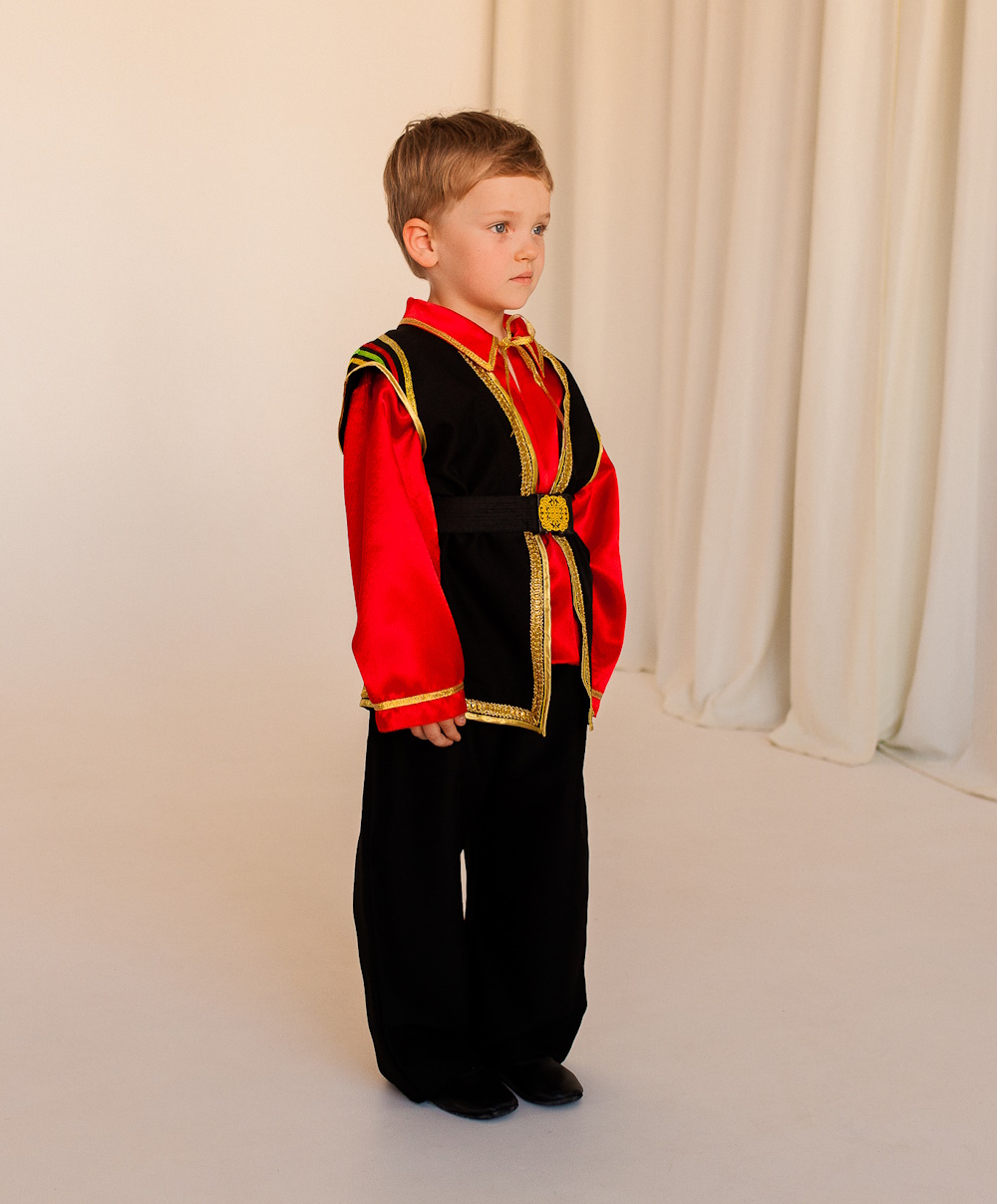 картинка Детский народный Башкирский костюм (мальчик) (рубашка, брюки, жилет, ремень), МВ от магазина ДетсадЯр