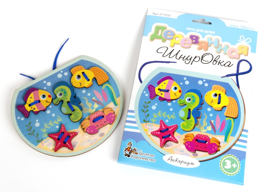 картинка Деревянная шнуровка для детей Аквариум, 01900, Десятое Королевство от магазина ДетсадЯр