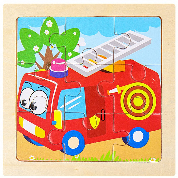 картинка Деревянная пазл-рамка "Пожарная машинка", 12*12см, G48 от магазина ДетсадЯр