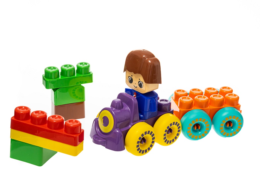картинка Конструктор пластиковый Веселый паровозик 30 деталей Baby Blocks, 03908, Десятое Королевство  от магазина ДетсадЯр