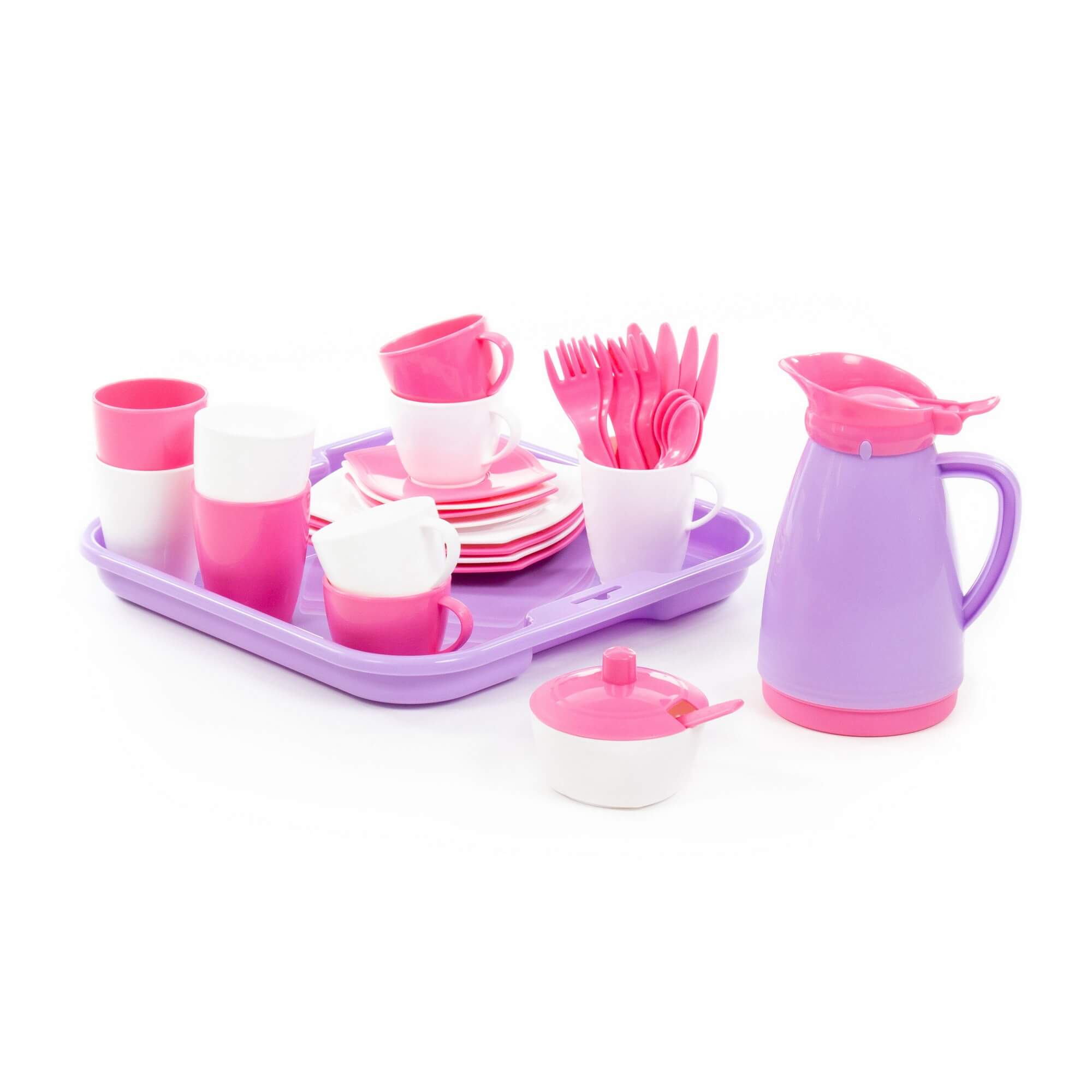 картинка Набор детской посуды Алиса с подносом на 4 персоны (Pretty Pink) 40657, Полесье  от магазина ДетсадЯр