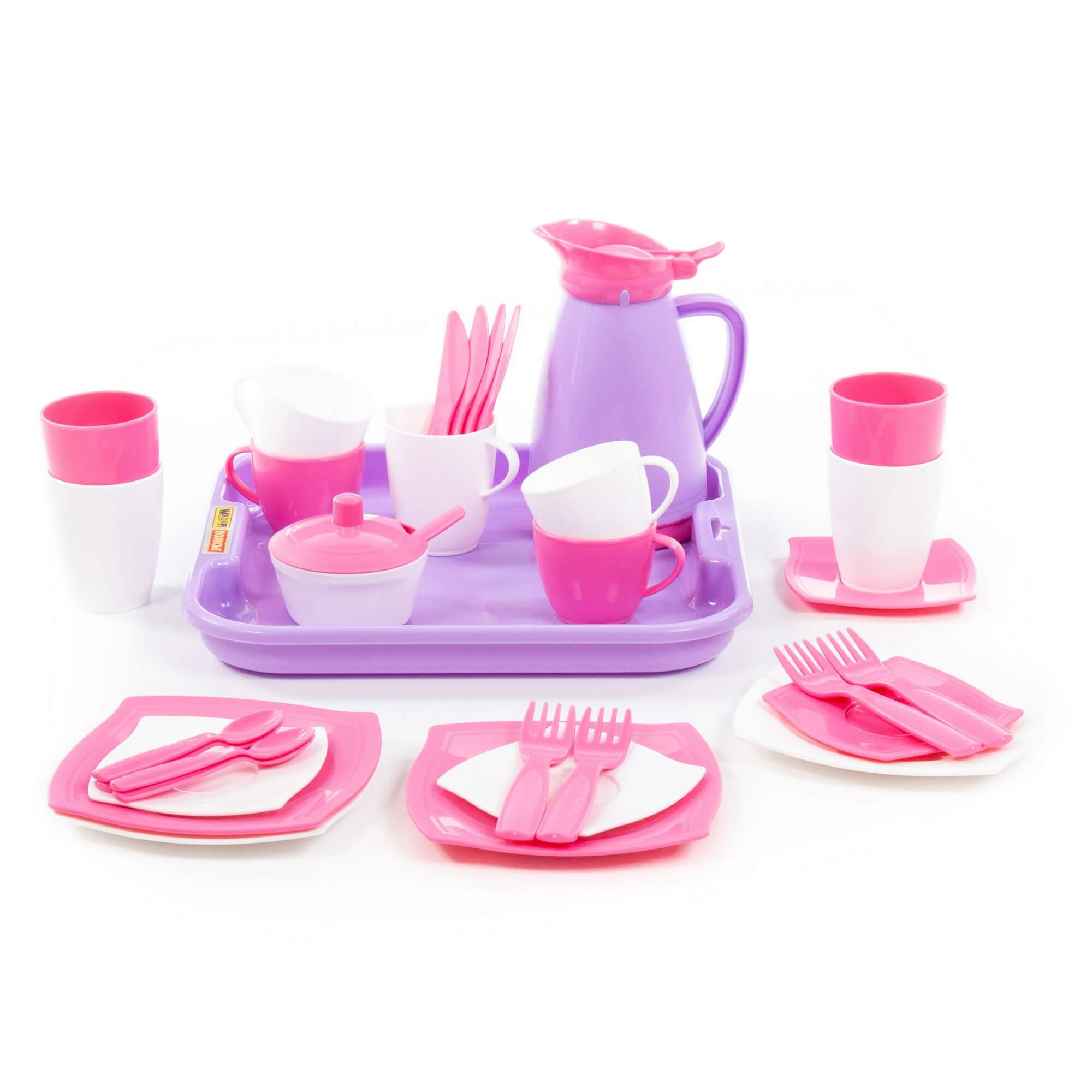 картинка Набор детской посуды Алиса с подносом на 4 персоны (Pretty Pink) 40657, Полесье  от магазина ДетсадЯр