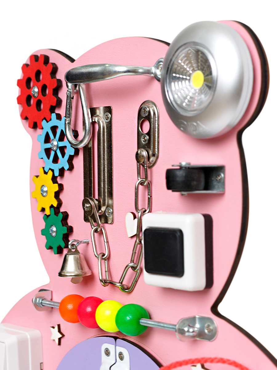 картинка Бизиборд Мишка, розовый, 39*48 cм., SL от магазина ДетсадЯр