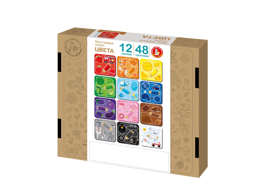 картинка Развивающие деревянные контурные пазлы для малышей Цвета, 04910, Десятое Королевство от магазина ДетсадЯр