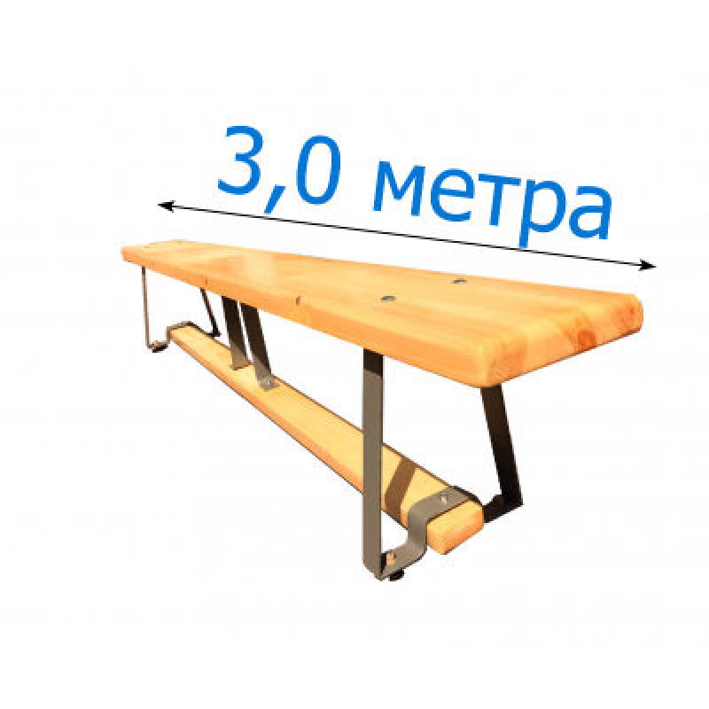 Гимнастическая скамейка (скамья) 3 м. с металлическими ножками ПА 