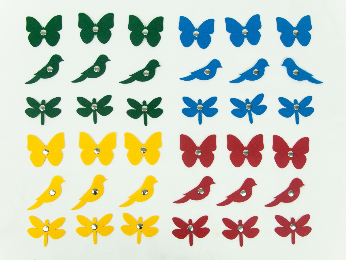 картинка Аксессуары для сенсорного жилета с 32 кнопками:  бабочки, птички, стрекозы (36 фигур)., МВ от магазина ДетсадЯр