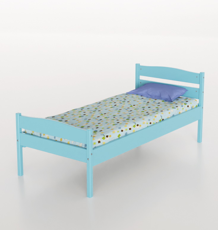 картинка Кровать одноярусная массив сосны цветная, 1200/1400х600 мм. от магазина ДетсадЯр