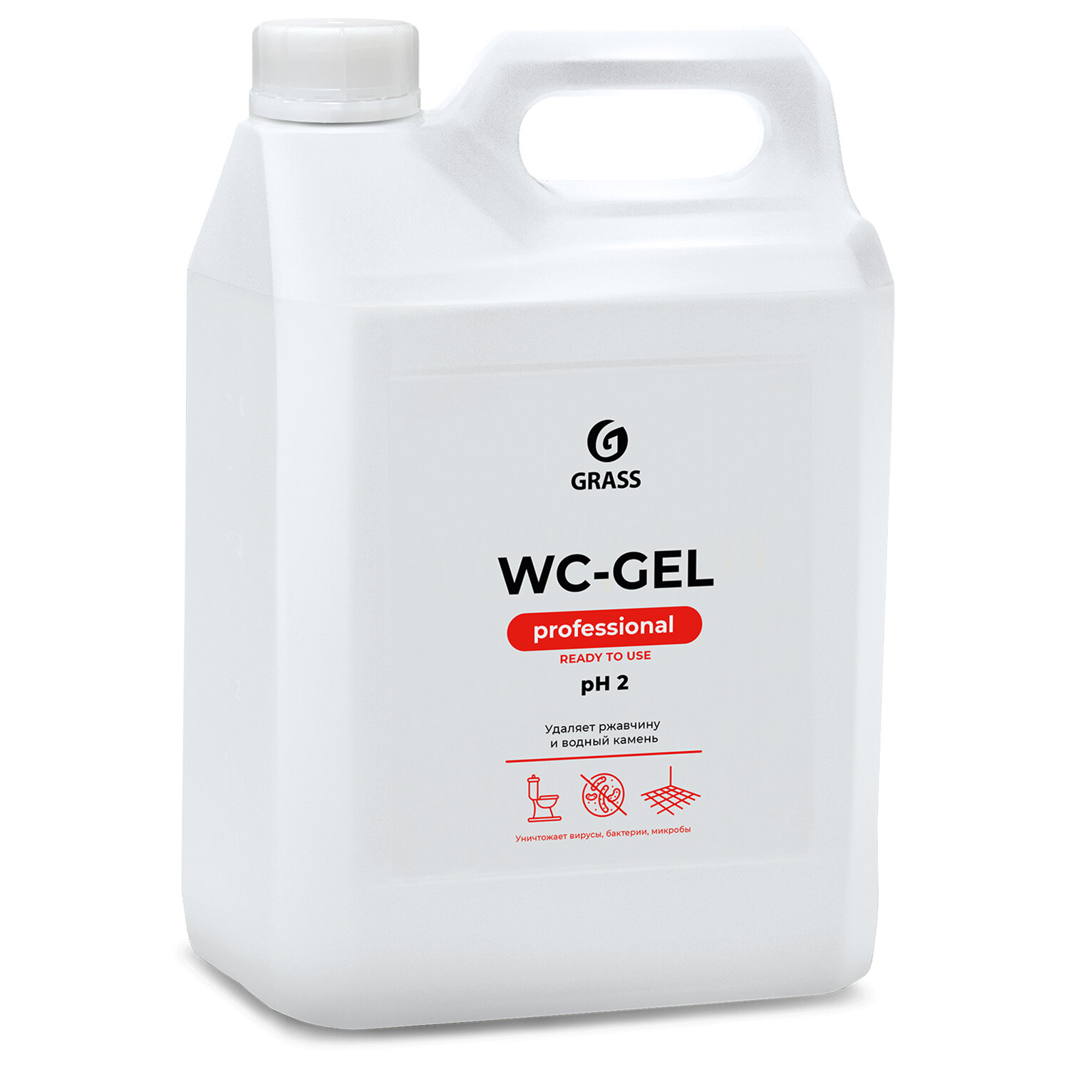 картинка Средство для уборки сантехнических блоков 5,3 кг GRASS WC-GEL, кислотное, гель, 125203 от магазина ДетсадЯр