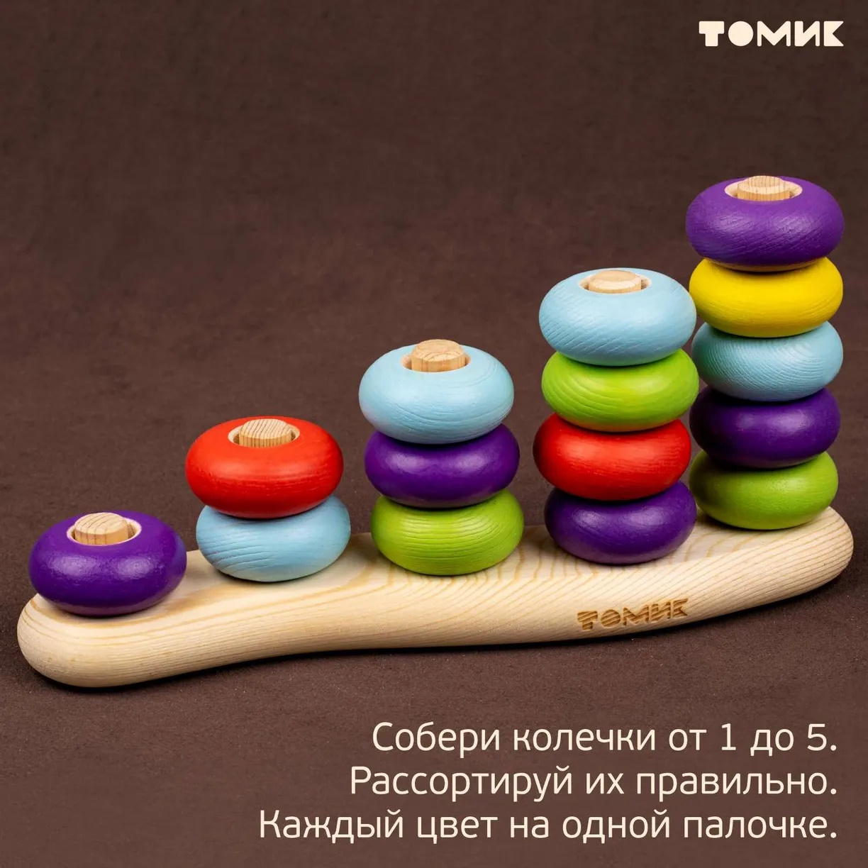 картинка Развивающий набор Сортер Цветные колечки (16 деталей), Томик, С-02 от магазина ДетсадЯр