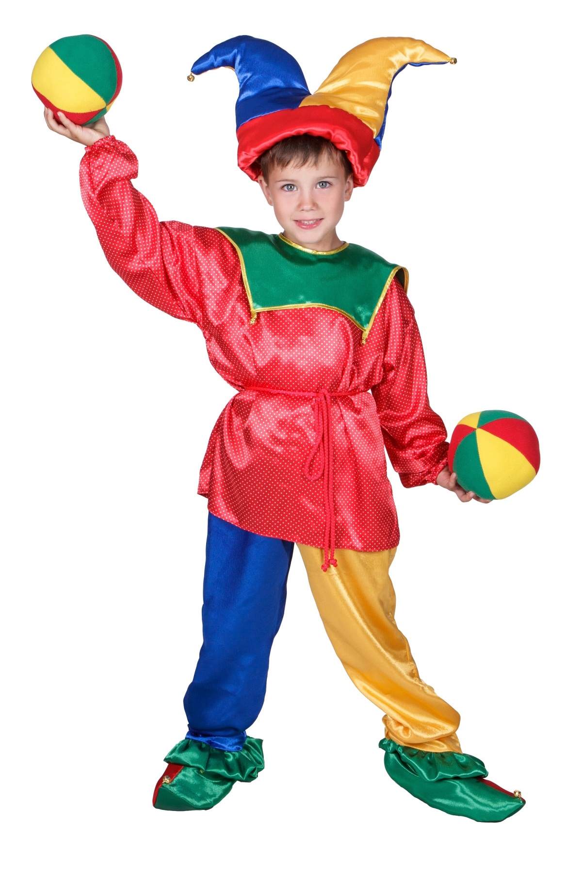 картинка Детский костюм Петрушка (рубашка, штаны, колпак, веревочный поясок), МВ от магазина ДетсадЯр