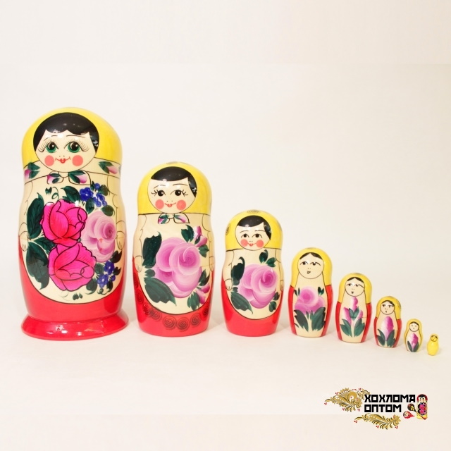 картинка Матрешка традиционная 8 кукольная (21,5 см.), Хохлома Семенов  от магазина ДетсадЯр