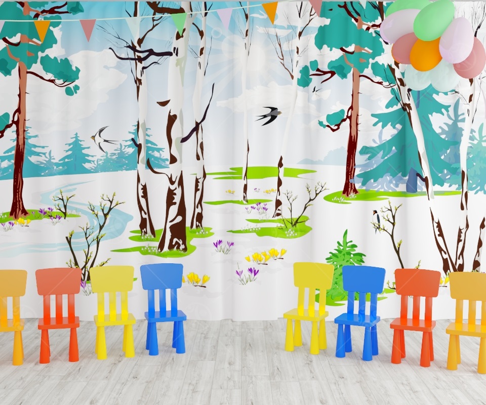 картинка Занавес для сцены Приходит весна. Размер: 2,8*4,5 м. от магазина ДетсадЯр