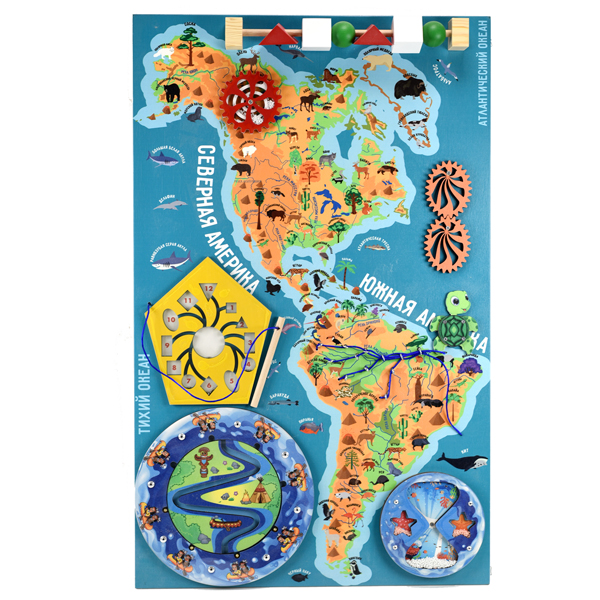 картинка Бизиборд настенный Животный и растительный мир Северной и Южной Америки , 50*80 см., ФДИБ от магазина ДетсадЯр