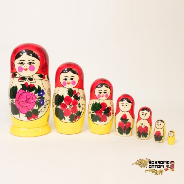 картинка Матрешка традиционная 7 кукольная (18 см.), Хохлома Семенов  от магазина ДетсадЯр